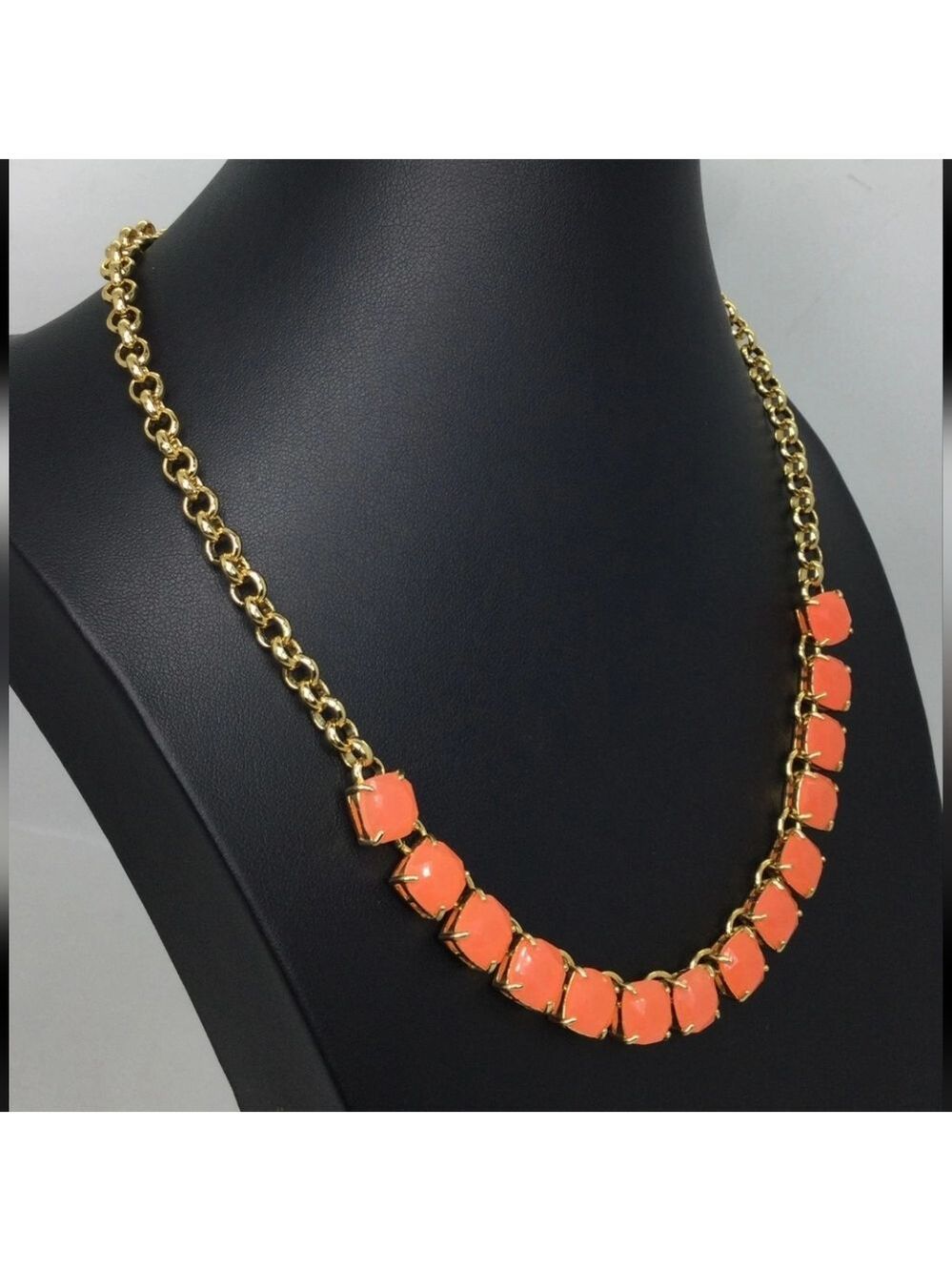 Kate Spade New York Coral Orange Rhinestone Necklace NWOT 19"